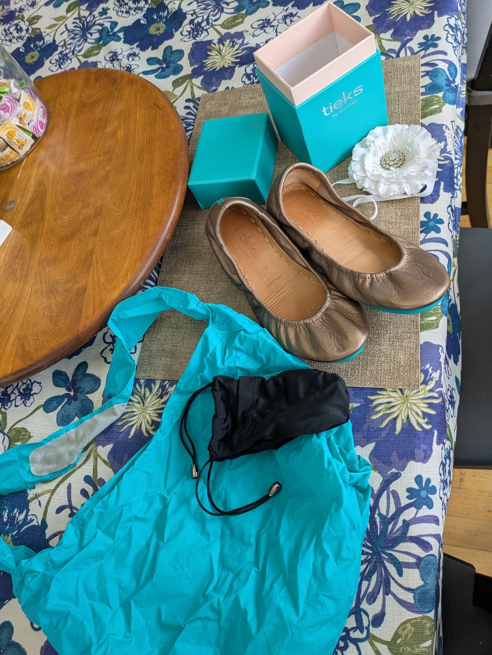 Tieks Metallic Bronze Leather Ballet Flats Size 7